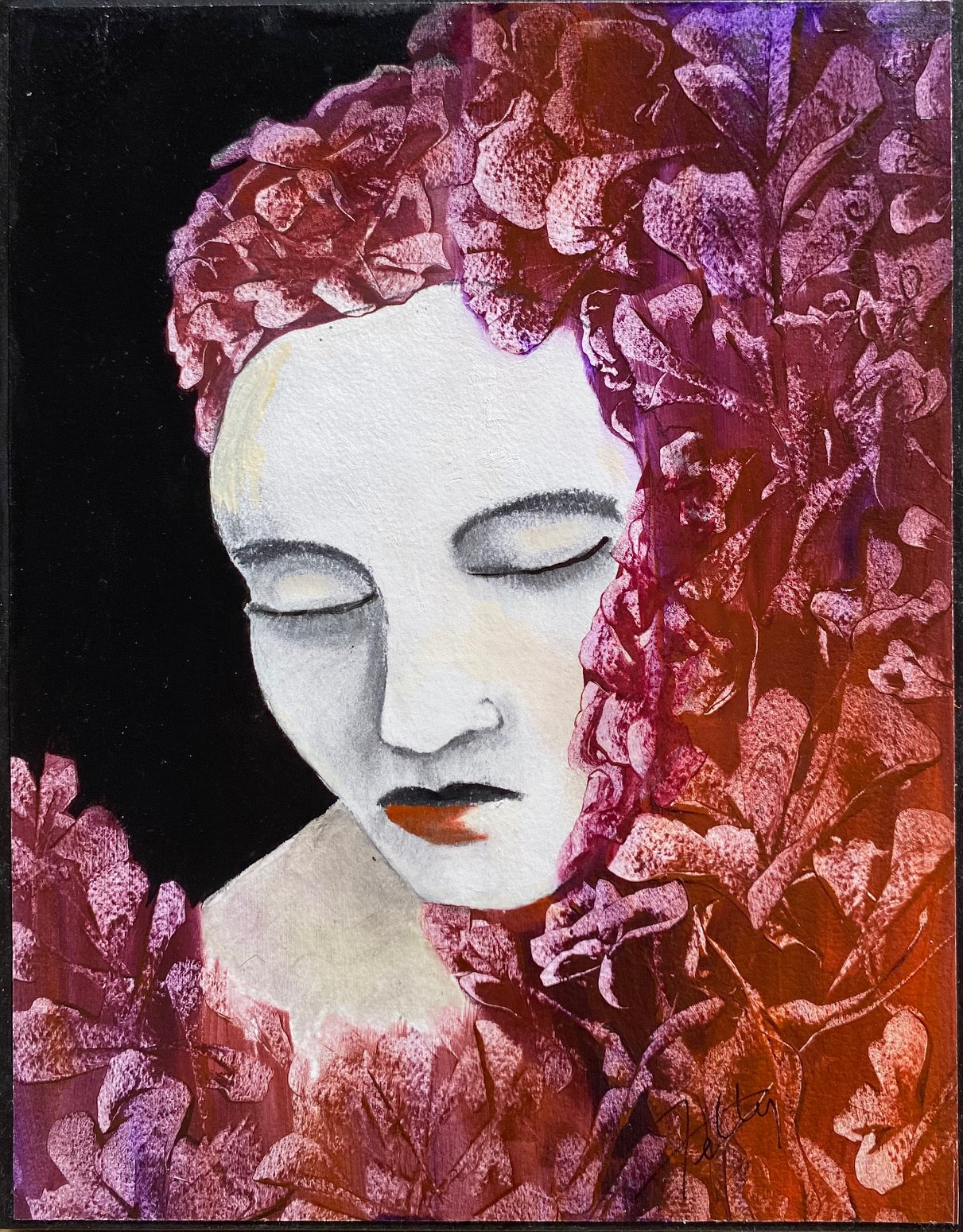 "Silk and Silence" - Original Mixed Media Painting