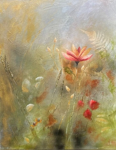 "Petals In The Mist" - Original; Mixed Media Painting