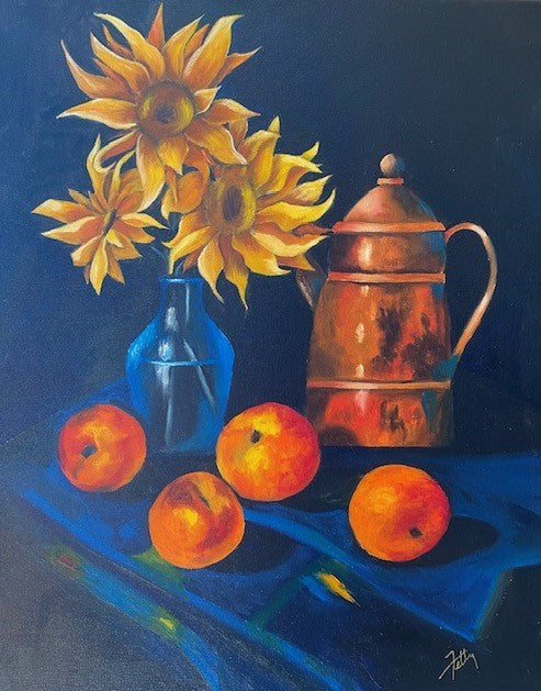 "Copper and Cobalt" - Original Mixed Media Painting