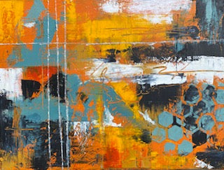 "Abstract in Orange" - Original Mixed Media Painting